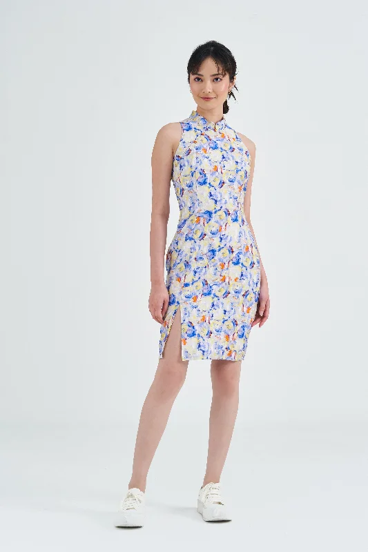 Peony Abstract Printed Cheongsam