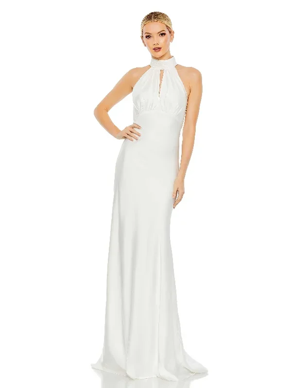 Keyhole Halter Empire Waist Gown