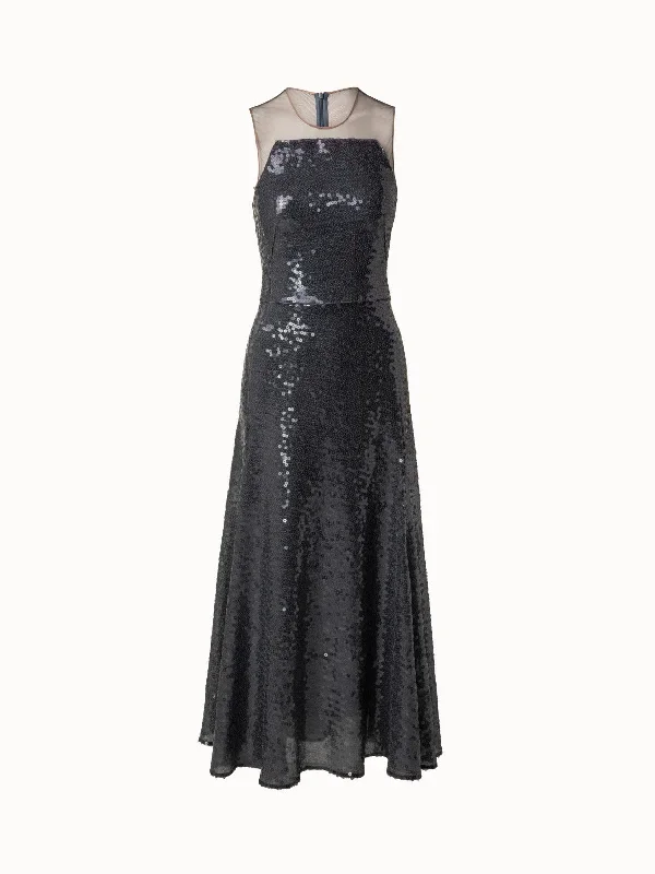 Sequins Apron Bodice Inset Midi Dress