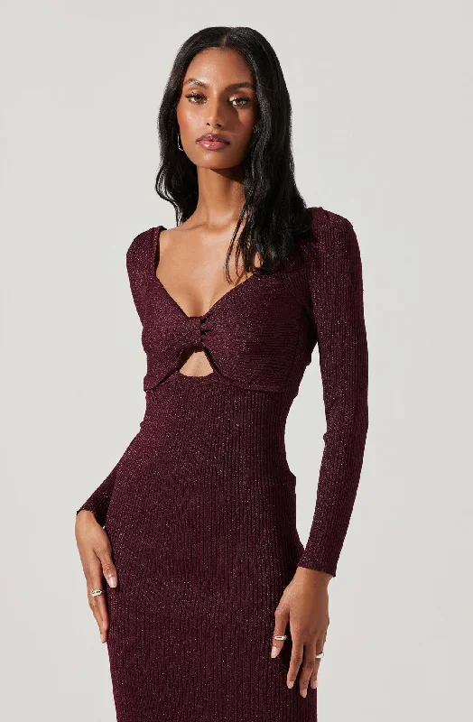 anastasia-metallic-cutout-sweater-midi-dress