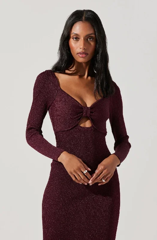 anastasia-metallic-cutout-sweater-midi-dress