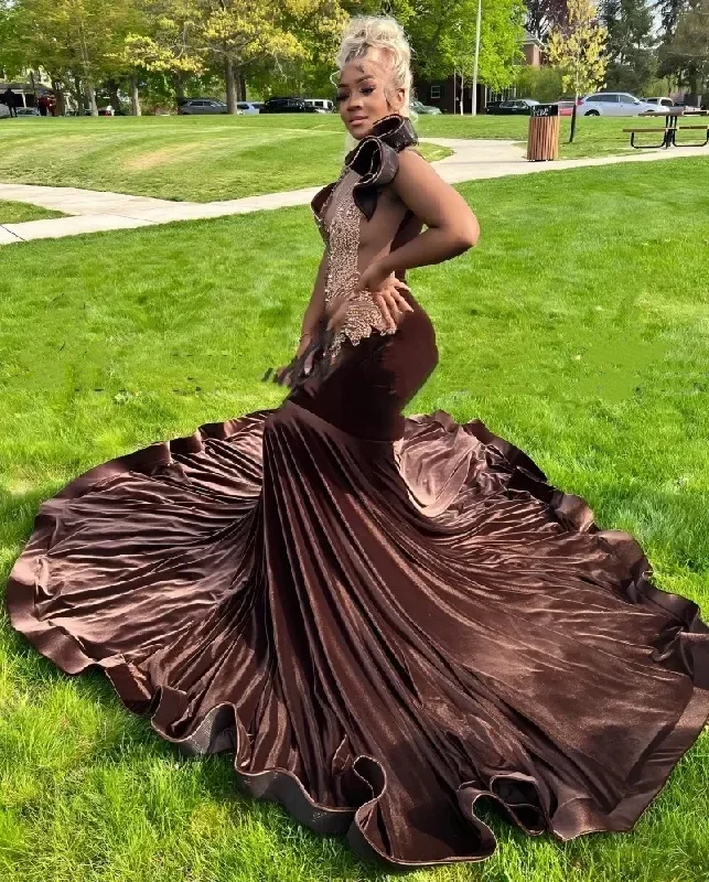 chocolate-prom-dresses-for-women-2024-diamond-velvet-mermaid-party-gowns-sheer-neck-vestidos-de-fiesta