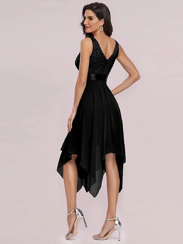 double-v-neck-asymmetric-hem-formal-dress