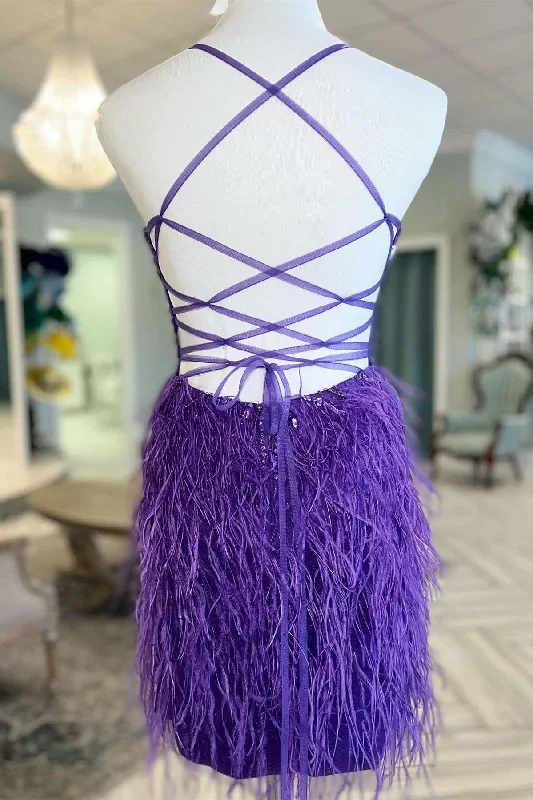 purple-beaded-feather-lace-up-back-short-homecoming-dress