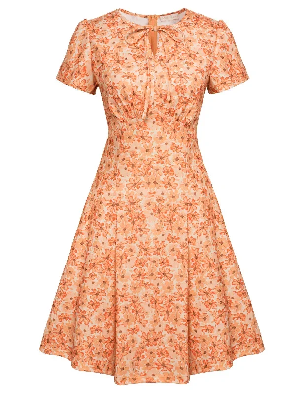 vintage-strawberry-pattern-a-line-swing-dress-keyhole-tie-dress-round-neck-work-dress-tea-dress